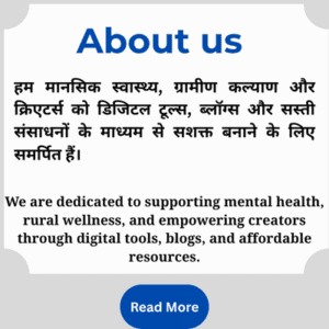 About us card, Hindi-English text, Read More button
