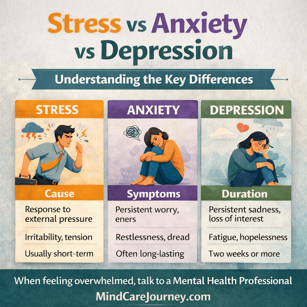  Stress vs Anxiety vs Depression: Key Differences